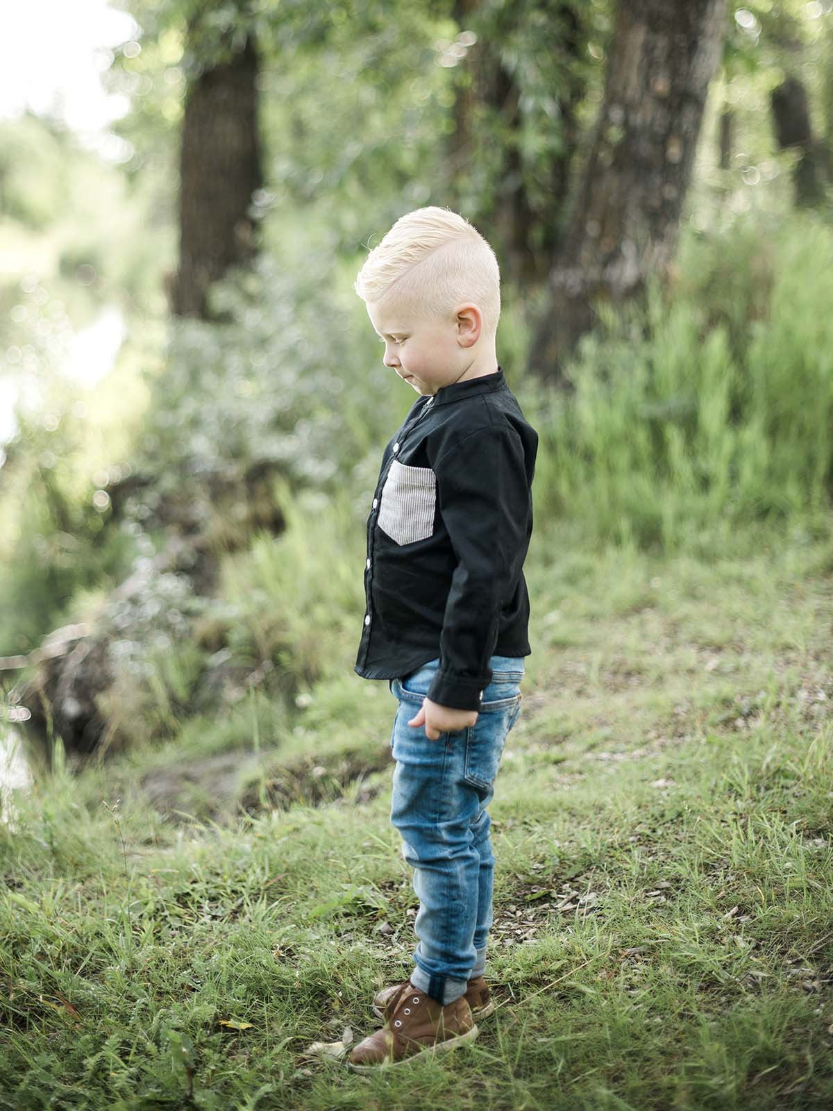 Kid's Collarless Button-Up
