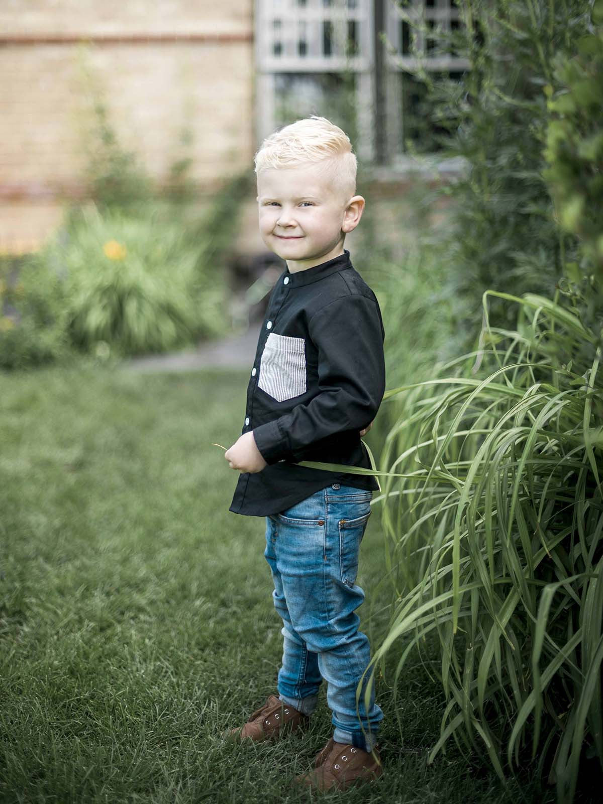 Kid's Collarless Button-Up